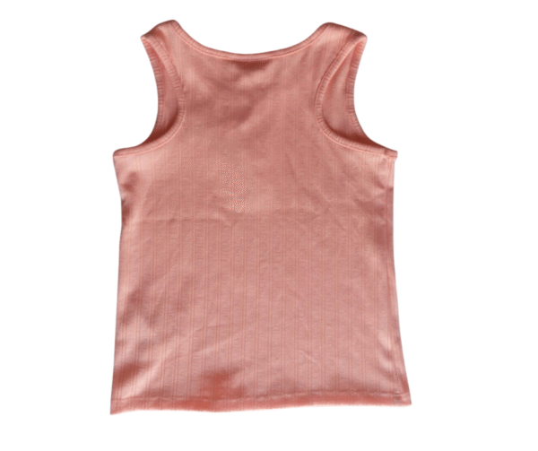 MILLA STAR Kid's Peach Ribbed Tank Top with Button Placket & Appliqué - Size 4-5 Years