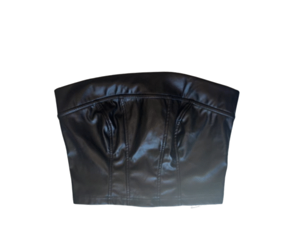 SHEIN Women's Black Faux Leather Strapless Bandeau Top - Size S