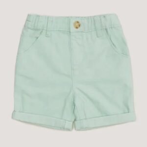 Fish&Chip Mint Green Baby Chino Shorts – Soft Cotton Turn-Up Shorts with Button Closure