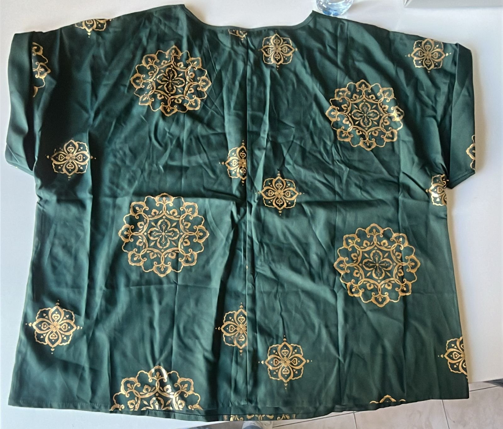 EMERYROSE Women's Plus Size Green Blouse with Gold Mandala Print - 2XL