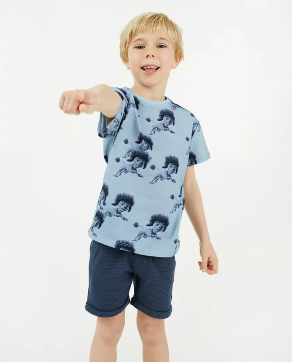 House of Wolf Kids' Poodle Print T-Shirt - Light Blue, Size for 2-3 Years