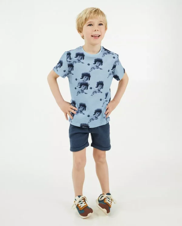 House of Wolf Kids' Poodle Print T-Shirt - Light Blue, Size for 2-3 Years