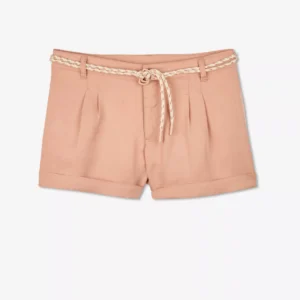 Milla Star Pink Cuffed Shorts with Braided Rope Belt - Girls' Size 116
