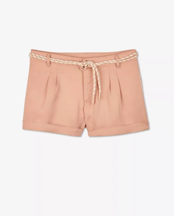 Milla Star Pink Cuffed Shorts with Braided Rope Belt - Girls' Size 116