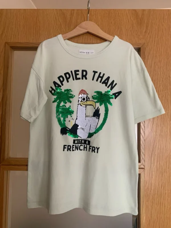 Lefties Kids' Sequin "Happier Than A French Fry" Graphic T-Shirt Size 9-10Y