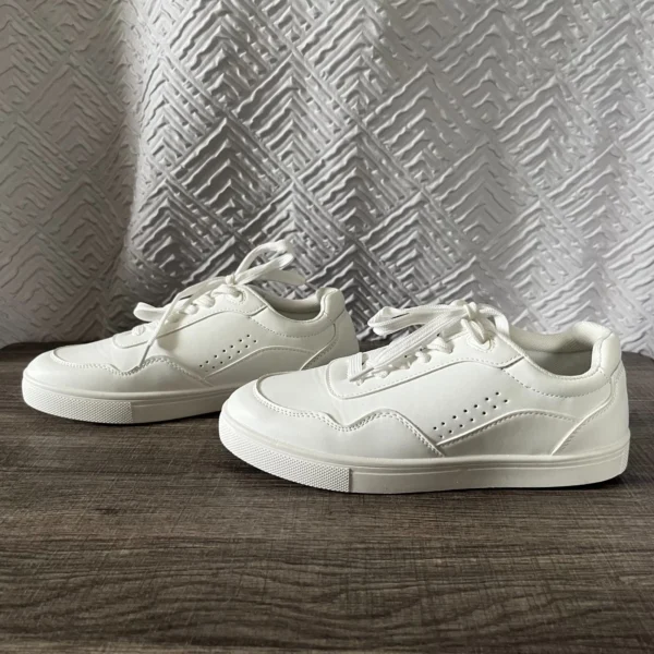 London Rebel White Perforated Lace-Up Trainers - Women's Size 35