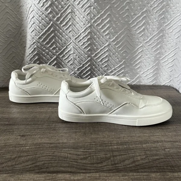 London Rebel White Perforated Lace-Up Trainers - Women's Size 35