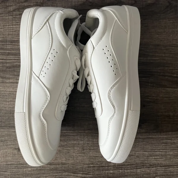 London Rebel White Perforated Lace-Up Trainers - Women's Size 35