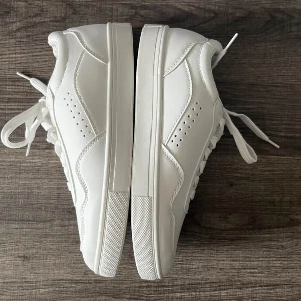 London Rebel White Perforated Lace-Up Trainers - Women's Size 35