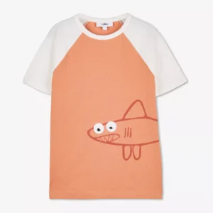 JBC Kids' Orange & White Raglan T-Shirt with Shark Print - Size 110