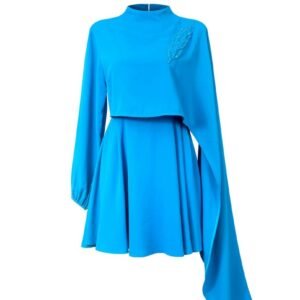 Cape Embellished Women's Royal Blue Beaded Formal Evening Cape/Wrap (Size L)