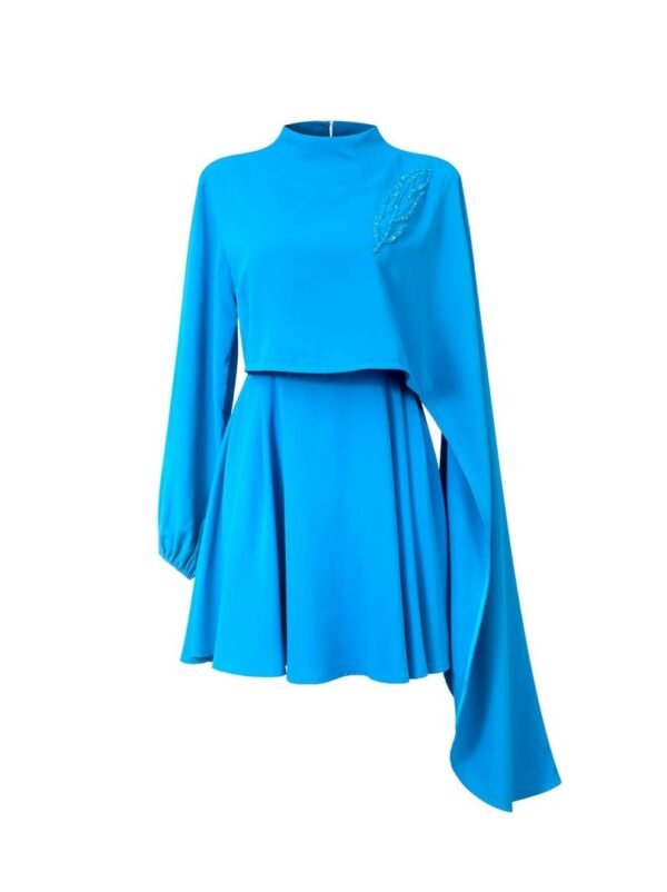 Cape Embellished Women's Royal Blue Beaded Formal Evening Cape/Wrap (Size L)