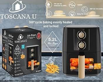 TOSCANA U 8.0L Large Capacity Digital Air Fryer - 1700W Multi-