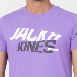 Jack & Jones Men's Purple Graphic Print Crew Neck T-Shirt (Size L)
