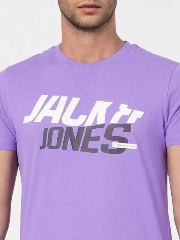 Jack & Jones Men's Purple Graphic Print Crew Neck T-Shirt (Size L)