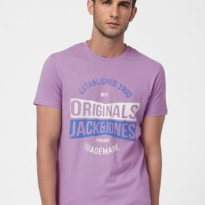 Jack & Jones Men's Aqua Blue Graphic Print Crew Neck T-Shirt (Size L)