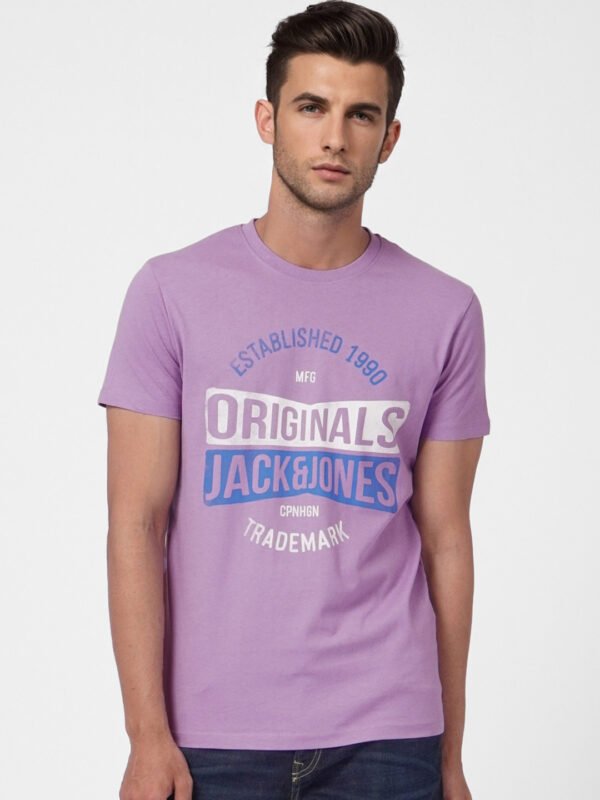 Jack & Jones Men's Aqua Blue Graphic Print Crew Neck T-Shirt (Size L)