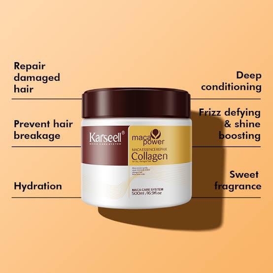 Karseell Maca Power Collagen Hair Mask - Deep Repair Treatment with Argan Oil for Dry & Damaged Hair (500ml)