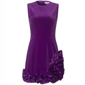 Femi9 Women's Deep Purple Ruched Long Sleeve Midi Dress (Size L)