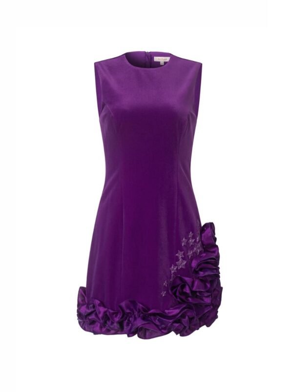 Femi9 Women's Deep Purple Ruched Long Sleeve Midi Dress (Size L)
