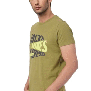 Jack & Jones Core Crew Neck Graphic Print T-Shirt for Men - Olive Green