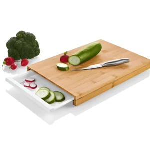 Ernesto Bamboo Cutting Board with Integrated Sliding Tray | Multi-Purpose Prep Station