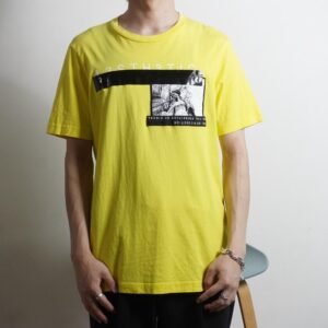 DIESEL Men's Yellow Graphic T-Shirt with Monochrome Collage Print