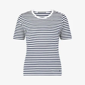 BETTY & CO Classic Breton Stripe T-Shirt - Short Sleeve Crew Neck - Navy/White - Size L
