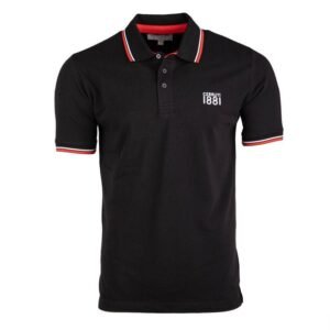 CERRUTI 1881 Men's Classic Black Cotton Polo Shirt with Signature Logo