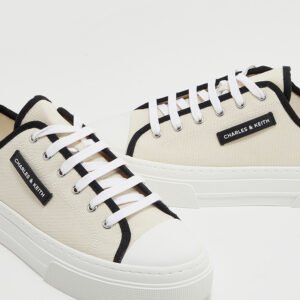 CHARLES & KEITH Contrast Trim Low-Top Canvas Sneakers
