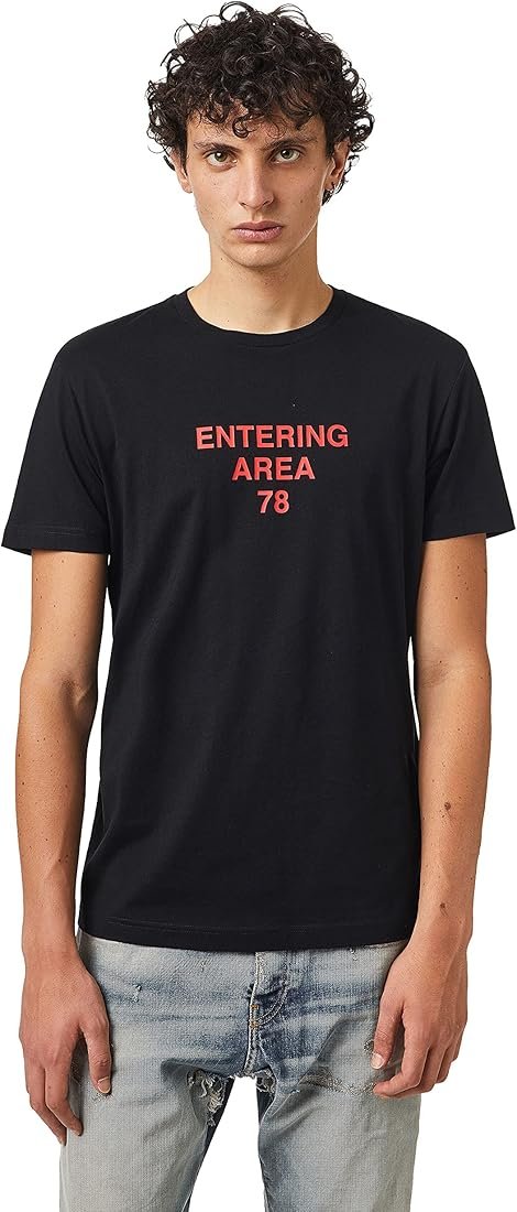 DIESEL Men's 'Entering Area 78' Graphic T-Shirt in Black