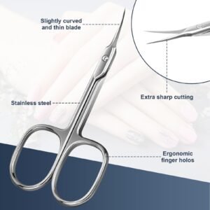 Cien Beauty Professional Stainless Steel Cuticle Scissors with Ultra-Sharp Curved Blade