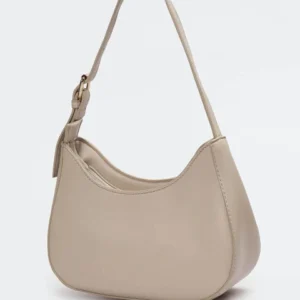 MAX Minimalist Beige/Taupe Crescent Shoulder Bag – Classic Hobo Bag with Adjustable Strap