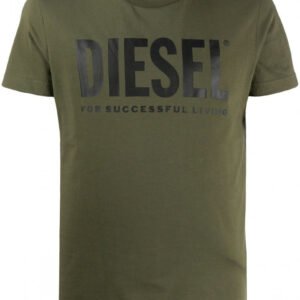 Men's Diesel 'For Successful Living' Slim-Fit Logo T-Shirt in Olive Green (Size XL)