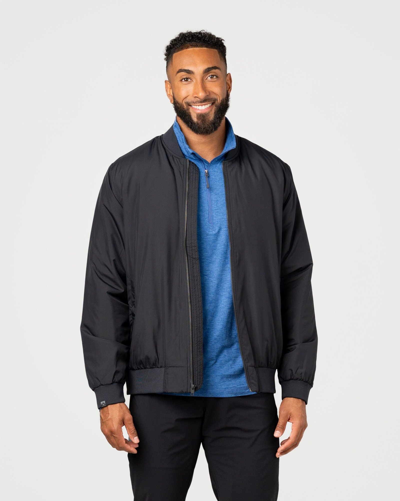 Falls Creek Men's Classic Bomber Jacket - XL Size - Versatile Black Lightweight Outerwear