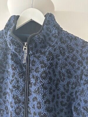 Hip & Hopps Kids' Navy & Black Leopard Print Fleece Jacket - Warm Full-Zip Teddy Sherpa (Size 134/140)