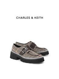 Charles & Keith Plaid Buckled Platform Loafers (Size 37)