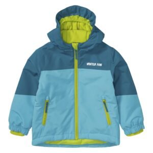 KUNIBOO Toddler Boys' Waterproof Winter Fun Jacket - Color Block with Lime Green Lining (Size 2-3 Years)
