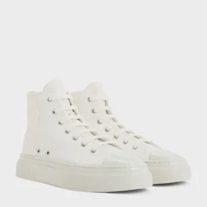 Charles & Keith White High-Top Canvas Sneakers – Size 40