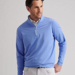 DKNY Men's XL Quarter-Zip Pullover | Light Blue Contrast Collar