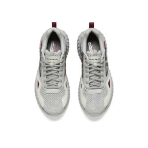 Skechers Gray & Maroon Men's Sport Utility Trainer - Textured Midsole - Air-Cooled Memory Foam (Size 39.5)