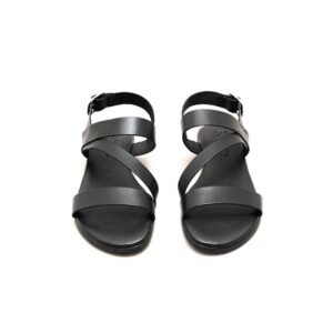Women's Black Leather Flatform Fisherman Sandals | Chunky Cross-Strap Cage Sandals