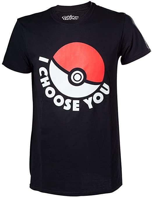 Pokémon "I Choose You" T-Shirt | Black Pokeball Graphic Tee | Size L