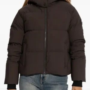 Women's Hooded Dark Brown Puffer Jacket - Insulated & Stylish Winter Coat
