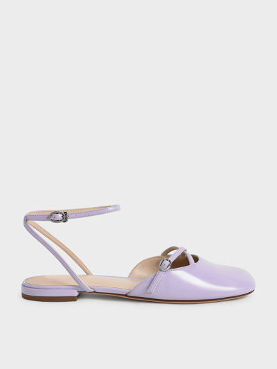 Chic Lavender Patent Leather Mary Jane Flats with Ankle Strap