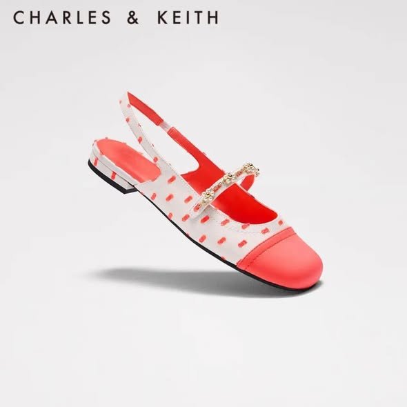 Charles & Keith Jewel Strap Pointed-Toe Slingback Flats