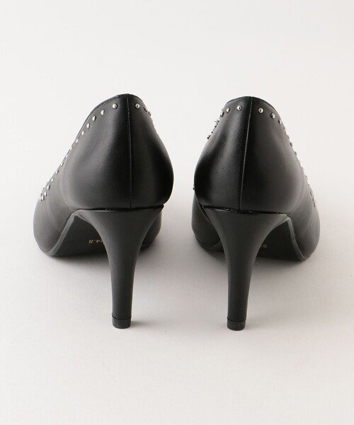 CHARLES & KEITH Black Studded Mary Jane Pumps | Pointed-Toe Kitten Heels