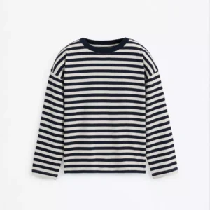LEFTIES Women's Striped Crewneck Sweater | Black & White | M/L