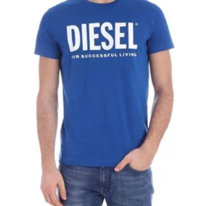 DIESEL Men's Blue T-Shirt with White 'FOR SUCCESSFUL LIVING' Logo