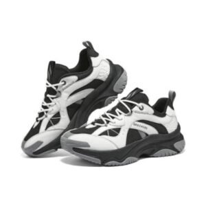 Skechers (NOISSI) Black & White Women's Fashion Chunky Sneakers - Bold Monochrome Design (Size 38)